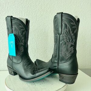 Lane SANDAGA Midi Womens Cowboy Boots 10 Cowgirl Western Wear Black Mid Calf